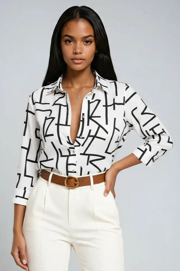 Blusa Mujer Estampada Tejido Fluido Corte Suelto