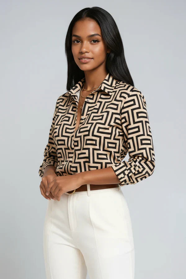 Blusa Mujer Estampada Tejido Fluido Corte Suelto