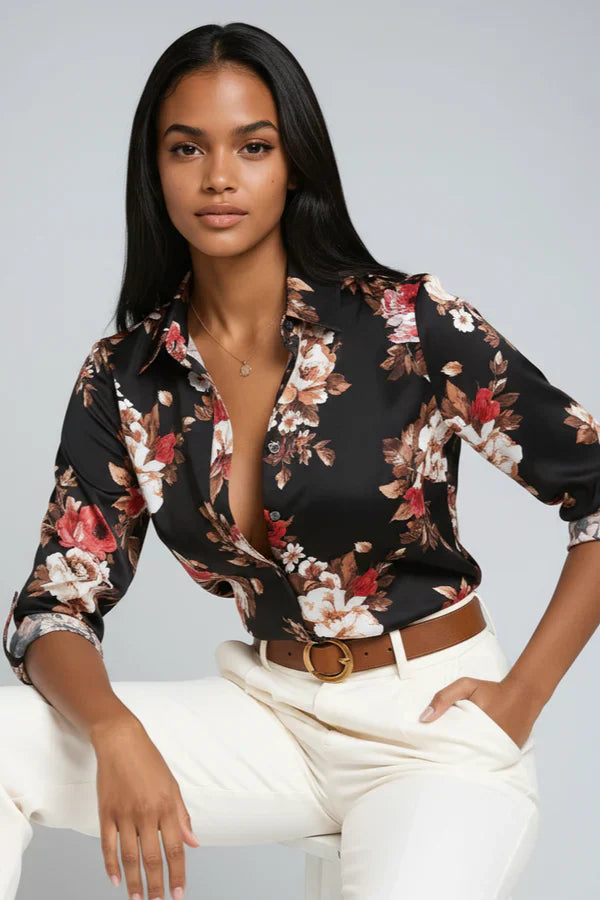 Blusa Mujer Estampada Tejido Fluido Corte Suelto