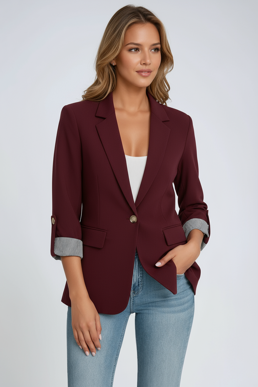 Blazer Mujer Corte Clasico Manga Detalle