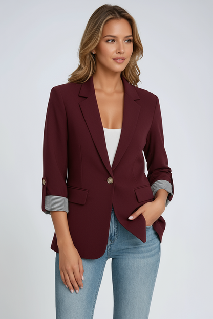 Blazer Mujer Corte Clasico Manga Detalle