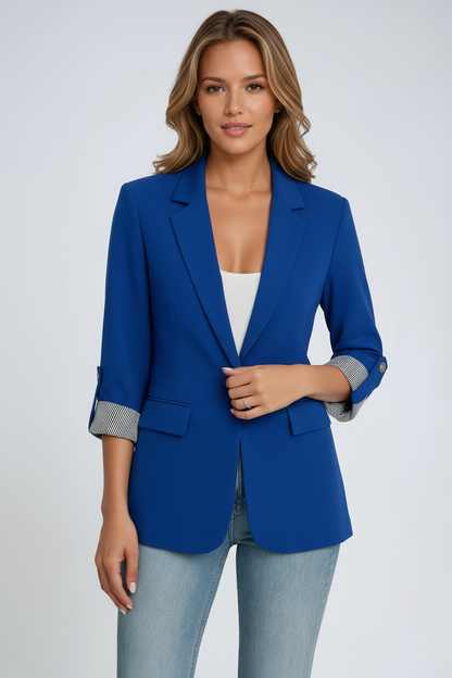 Blazer Mujer Corte Clasico Manga Detalle
