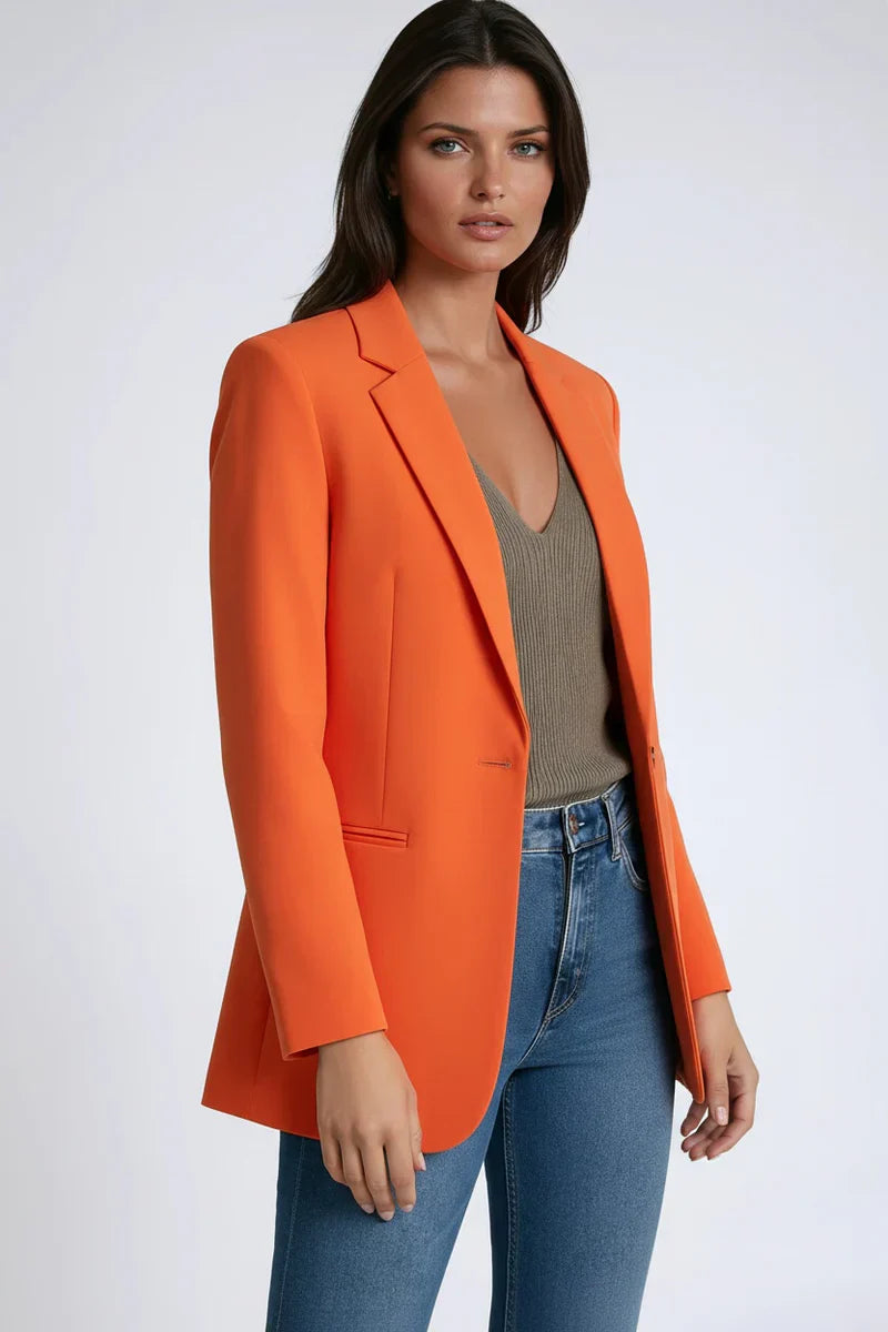 Blazer largo mujer con solapa clásica elegante