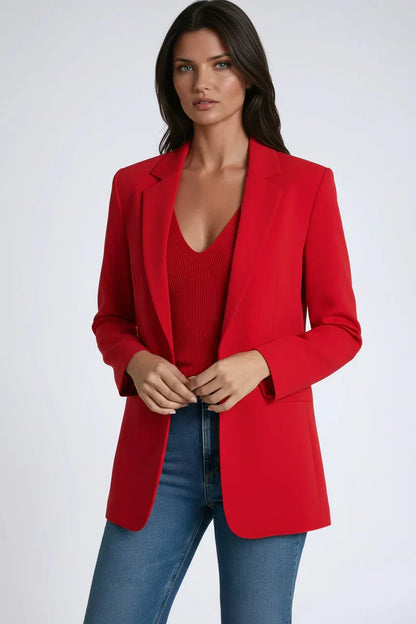 Blazer largo mujer con solapa clásica elegante