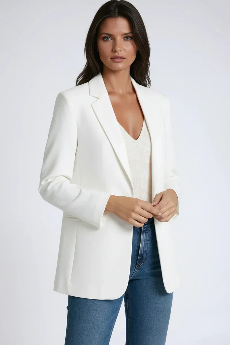 Blazer largo mujer con solapa clásica elegante