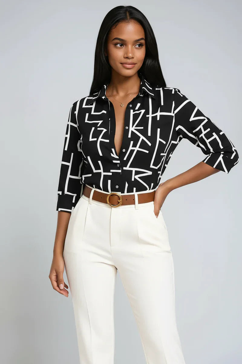 Blusa Mujer Estampada Tejido Fluido Corte Suelto