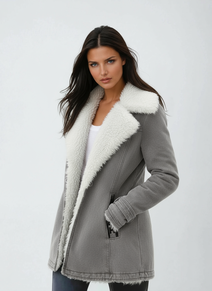 Abrigo mujer Invierno Cuello de peluche Cierre de botones