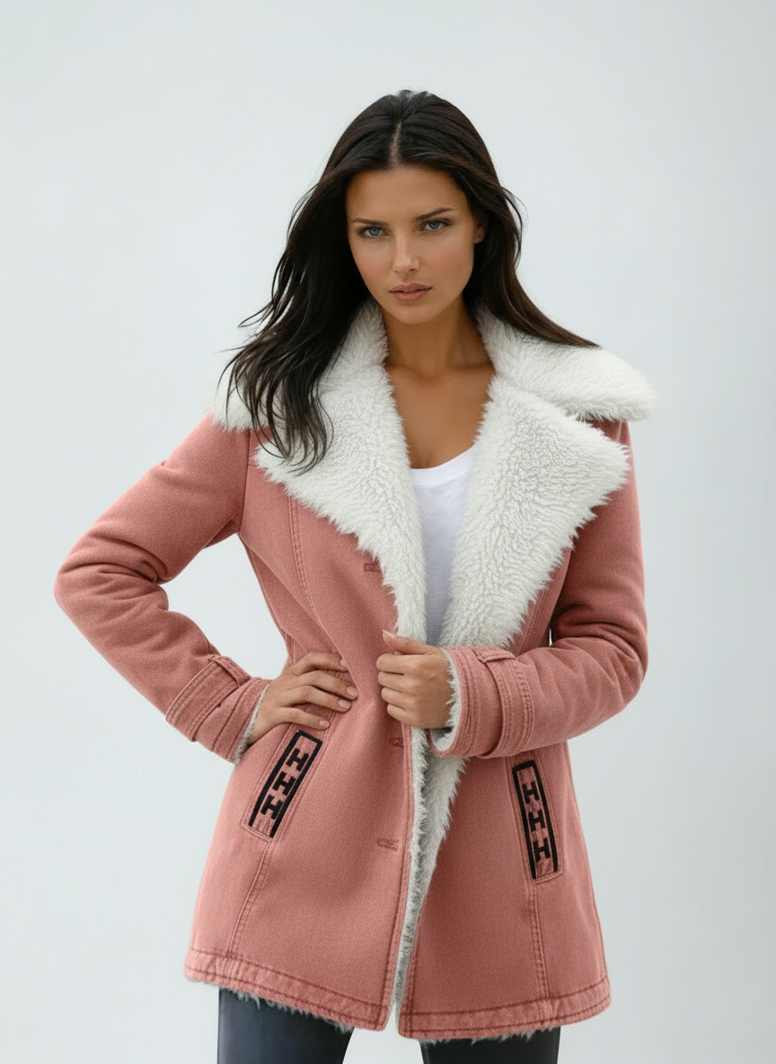 Abrigo mujer Invierno Cuello de peluche Cierre de botones