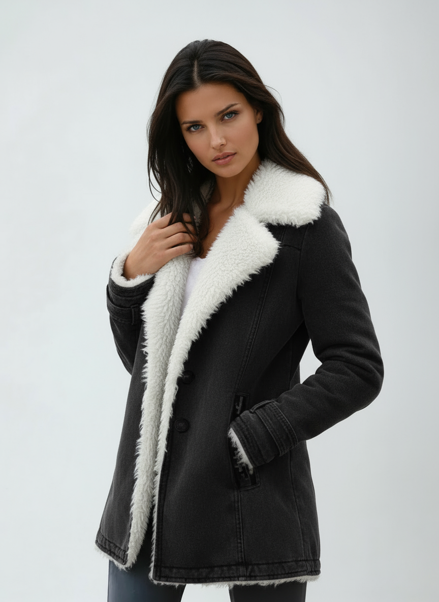 Abrigo mujer Invierno Cuello de peluche Cierre de botones