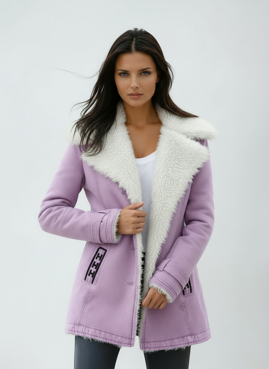 Abrigo mujer Invierno Cuello de peluche Cierre de botones