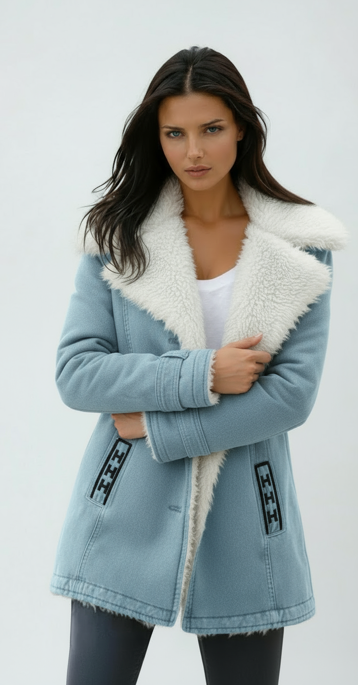 Abrigo mujer Invierno Cuello de peluche Cierre de botones