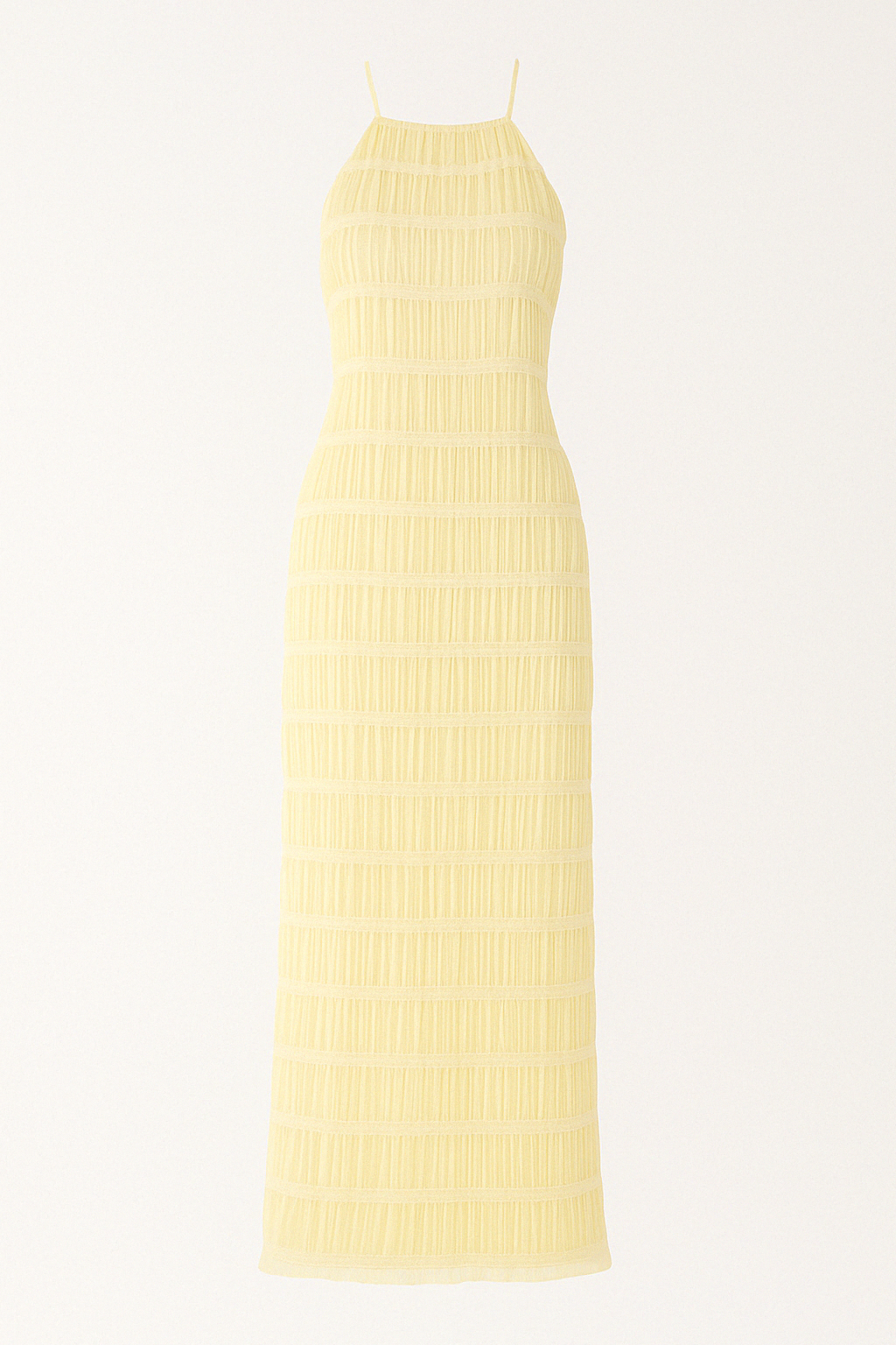 Vestido largo mujer con cuello halter y pliegues