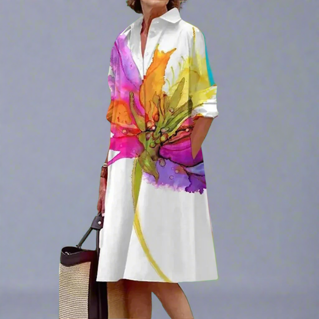 Vestido Camisero Mujer de Algodón Estampado Floral Veraniego - Mavetta