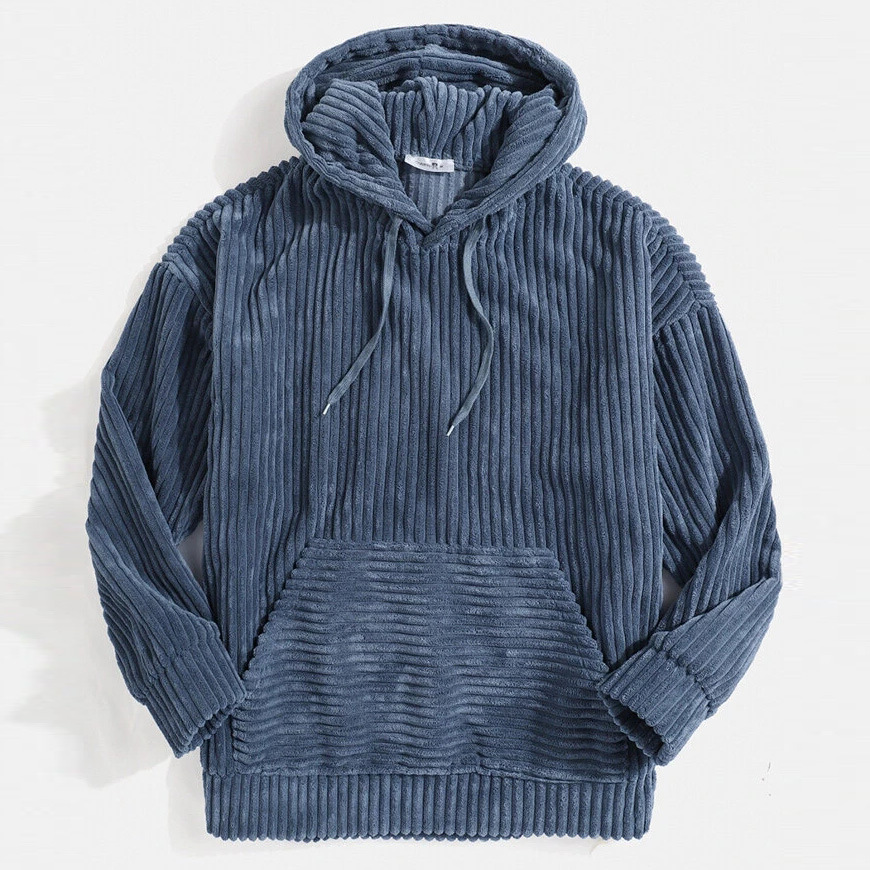 Sudadera Hombre de Pana con Capucha Estilo Vintage