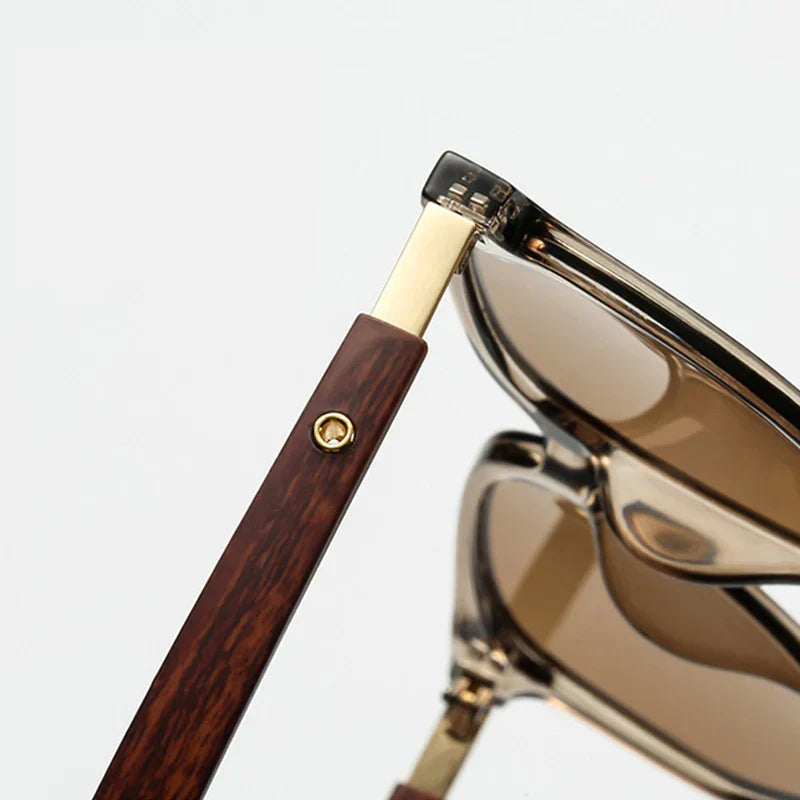 Gafas de Sol Hombre Montura Grande Madera Retro Protección UV400