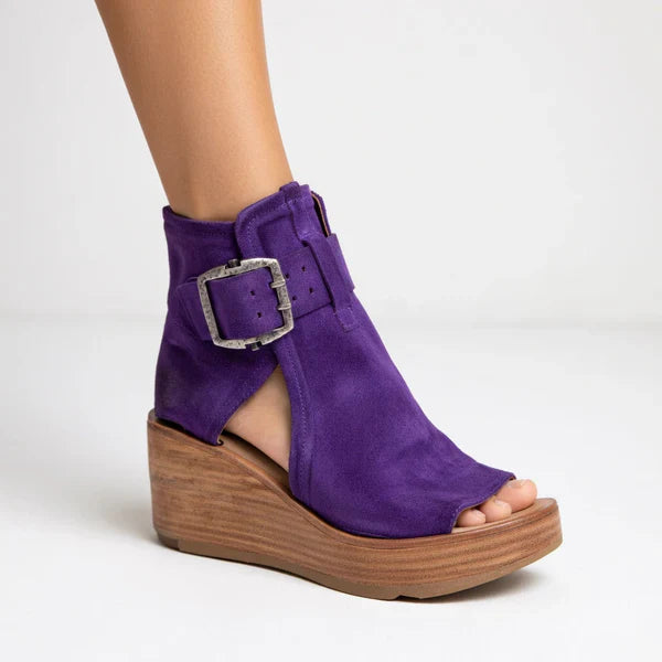 Botines Mujer Cuña Puntera Abierta Diseño Moderno - Mavetta