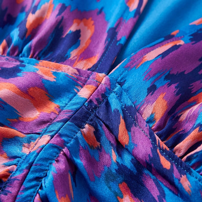 Vestido Midi Mujer Estampado Escote en V Manga Globo