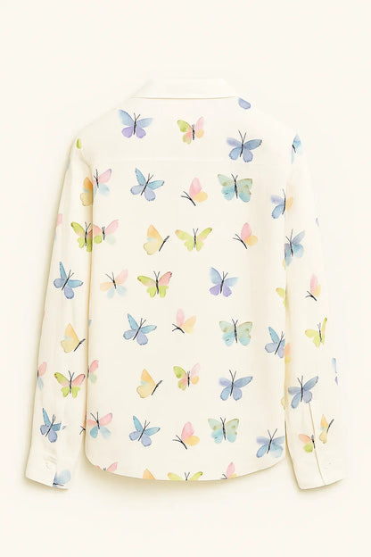Camisa mujer casual Algodón Estampado Botones
