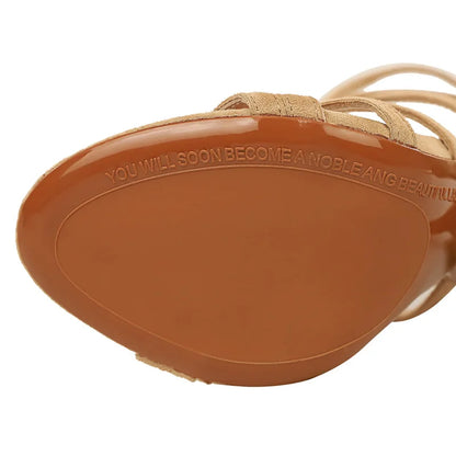 Sandalias Tacón Mujer Estilo Gladiador Ajuste Seguro