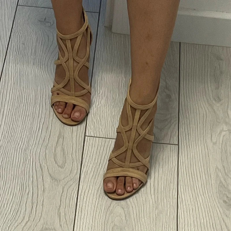 Sandalias Tacón Mujer Estilo Gladiador Ajuste Seguro