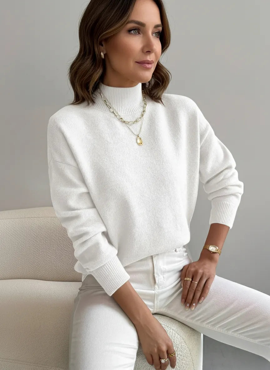 Jersey Mujer Cuello Alto Suave Ajuste Casual