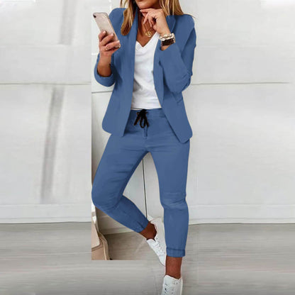 Conjunto Mujer Blazer y Pantalón con Cordón Ajustable