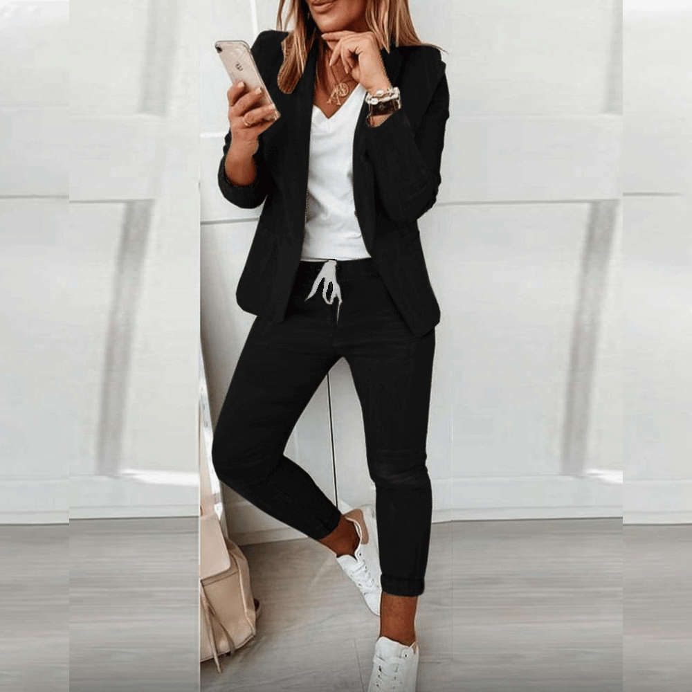 Conjunto Mujer Blazer y Pantalón con Cordón Ajustable