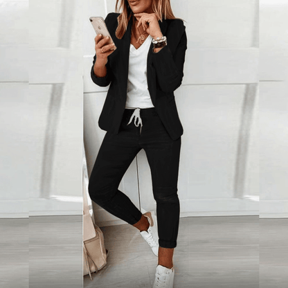 Conjunto Mujer Blazer y Pantalón con Cordón Ajustable