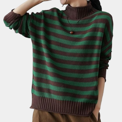 Jersey oversize mujer de tejido suave cuello alto
