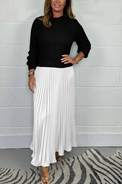 Vestido maxi Mujer de Jersey y Falda Plisada