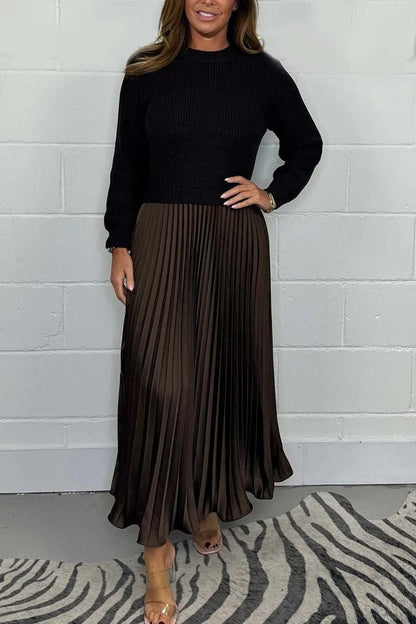 Vestido maxi Mujer de Jersey y Falda Plisada