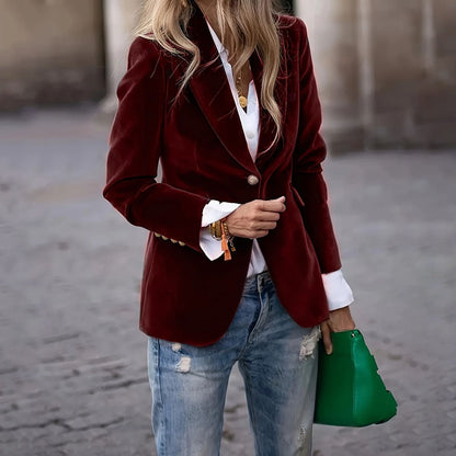 Blazer Mujer de Terciopelo Corte Elegante