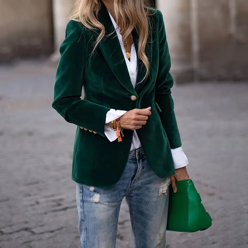 Blazer Mujer de Terciopelo Corte Elegante