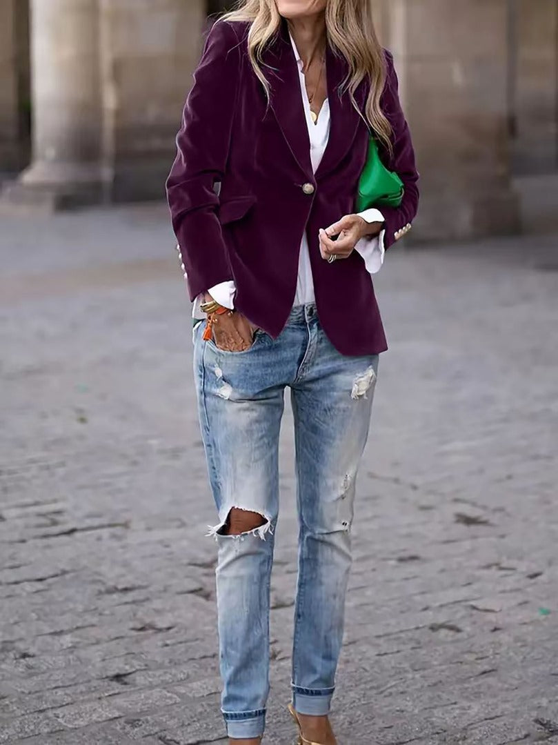 Blazer Mujer de Terciopelo Corte Elegante