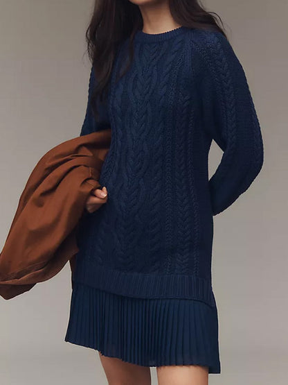 Vestido Mujer de Punto con Falda Plisada