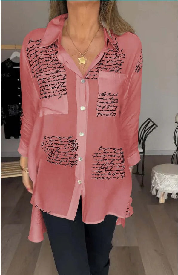 Camisa Mujer Estampada Manga Larga Ajuste Clásico