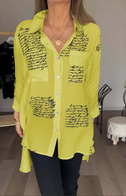 Camisa Mujer Estampada Manga Larga Ajuste Clásico