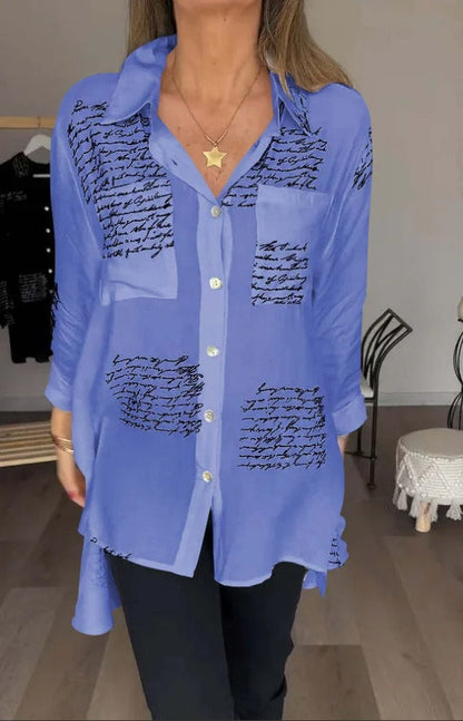 Camisa Mujer Estampada Manga Larga Ajuste Clásico