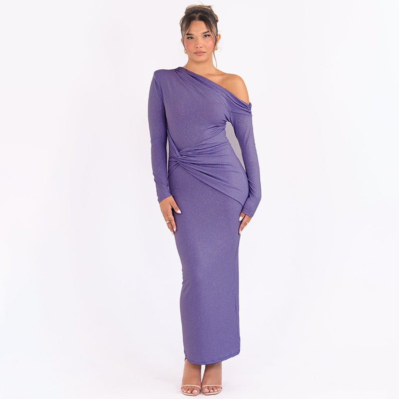 Vestido maxi mujer de tela brillante ajustado