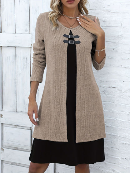 Vestido Mujer en Línea A Efecto Dos Piezas