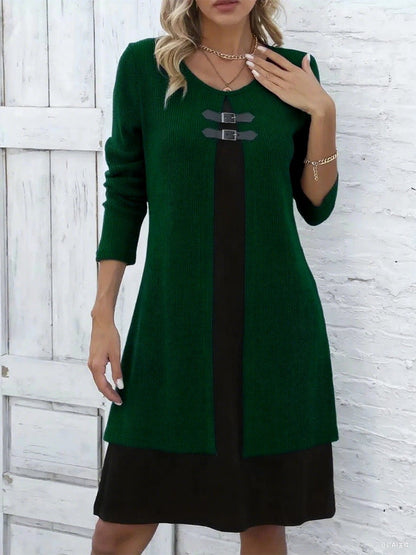 Vestido Mujer en Línea A Efecto Dos Piezas
