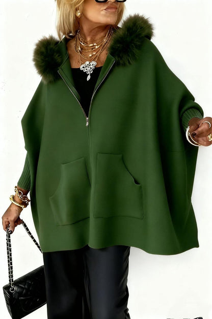 Chaqueta Mujer con Capucha y Detalle de Pelo Ajuste Moderno