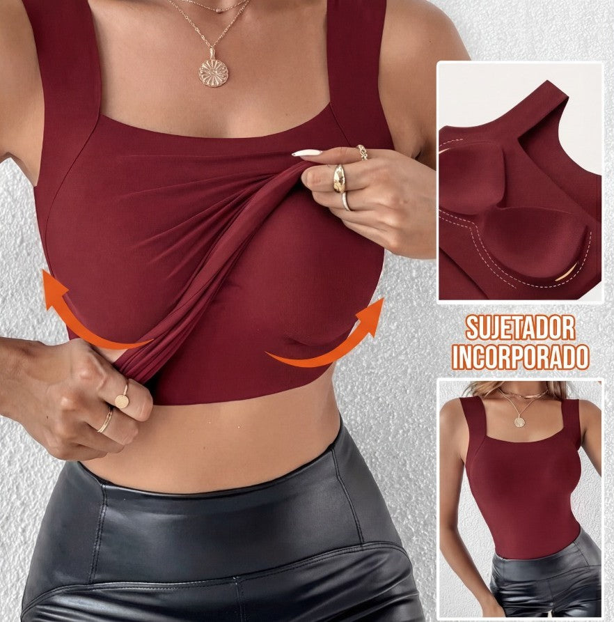 térmico mujer con sujetador integrado y cuello en u