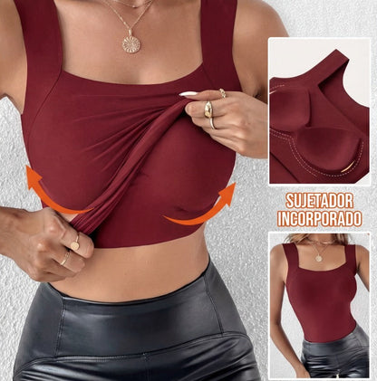 térmico mujer con sujetador integrado y cuello en u