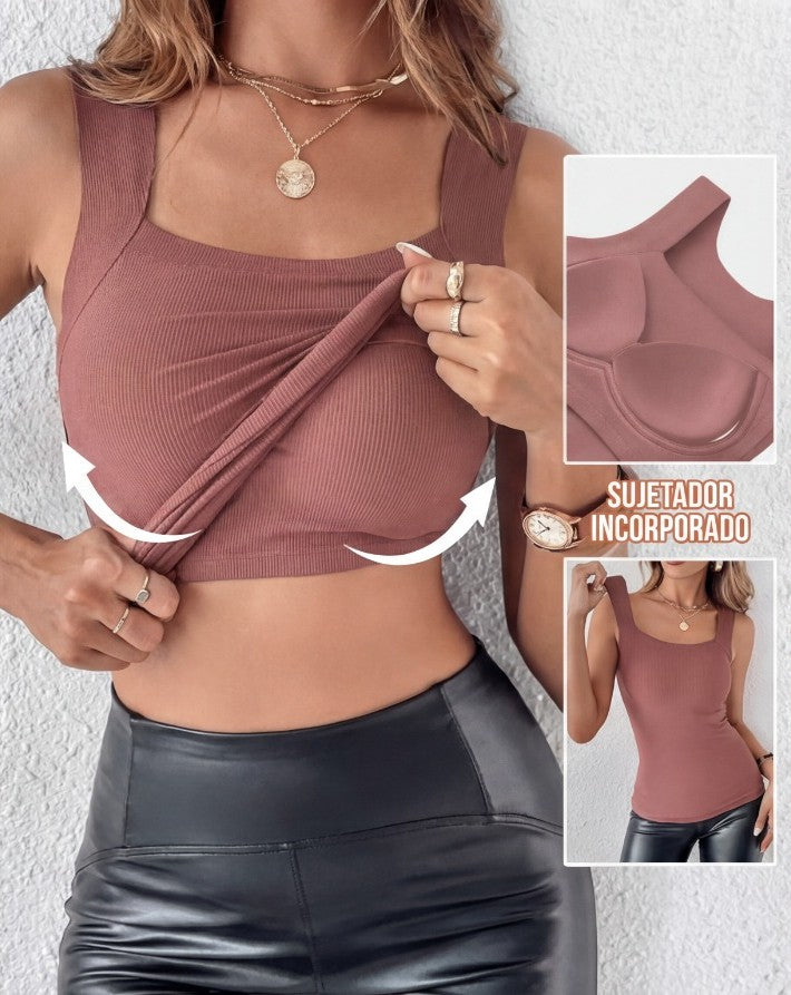 térmico mujer con sujetador integrado y cuello en u