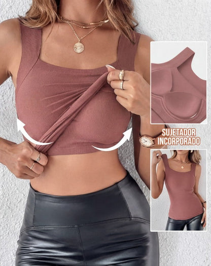 térmico mujer con sujetador integrado y cuello en u