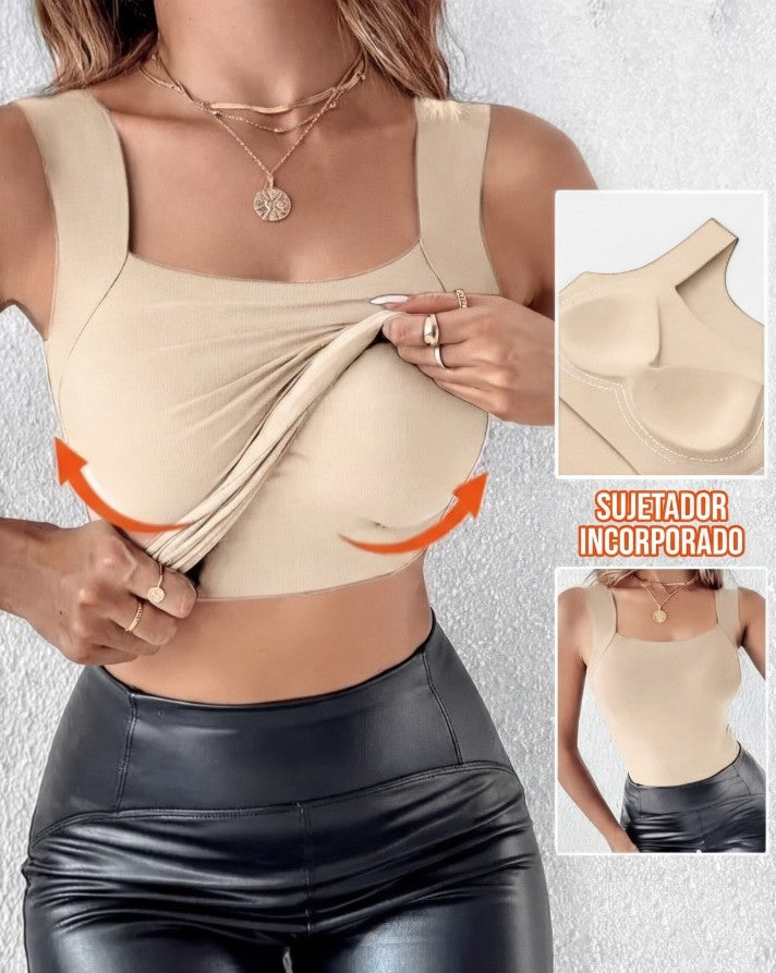 térmico mujer con sujetador integrado y cuello en u