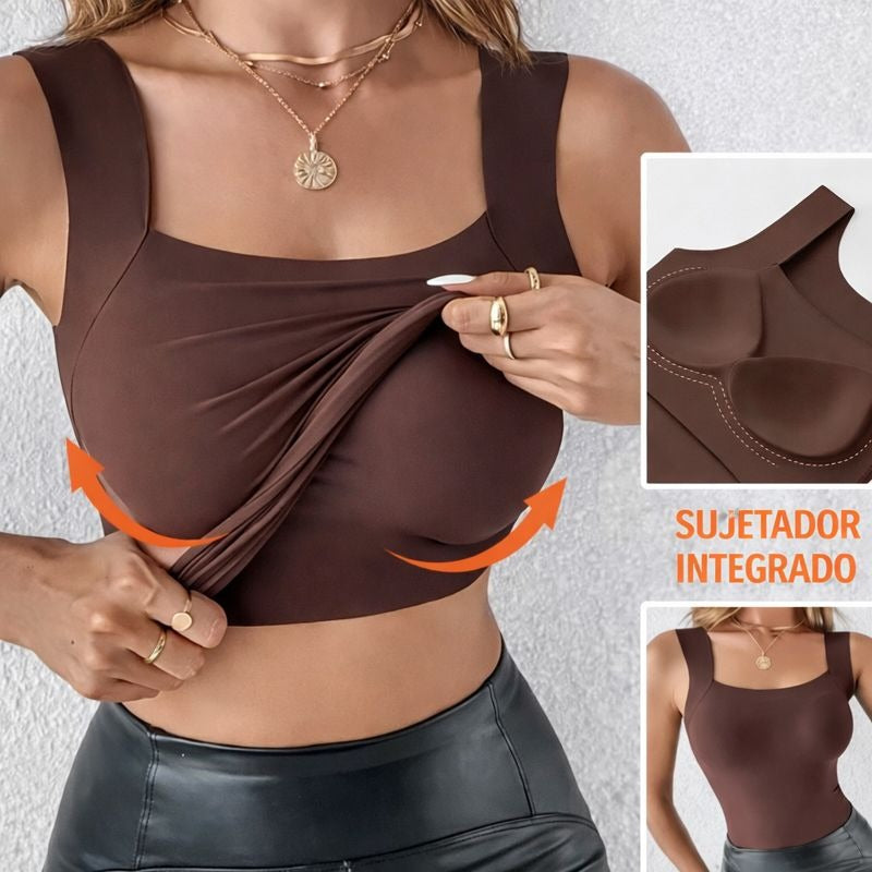 térmico mujer con sujetador integrado y cuello en u
