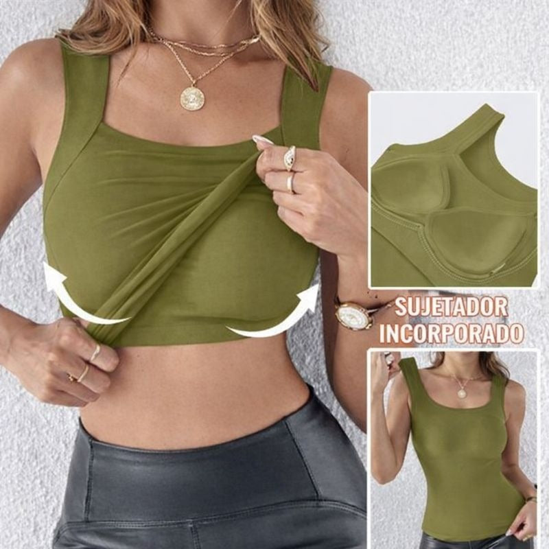 térmico mujer con sujetador integrado y cuello en u