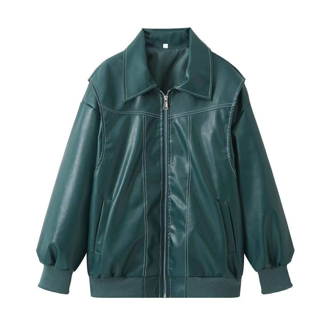 Chaqueta urbana mujer efecto piel oversize